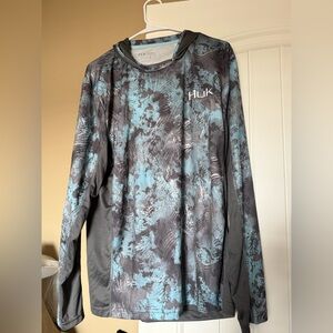 Huk Aqua and Charcoal Performance Shirt